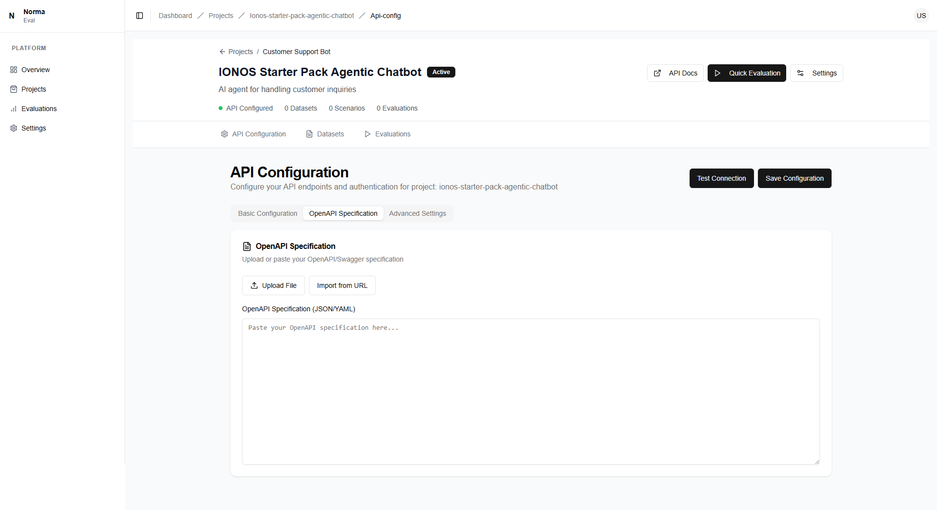 API Configuration Interface